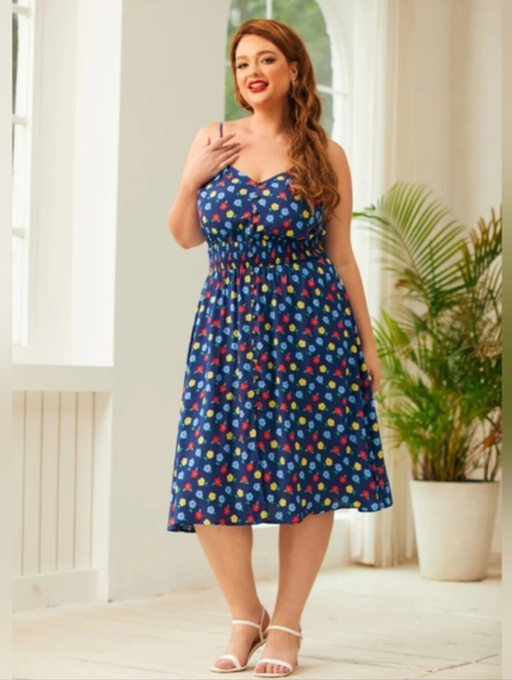 NWT Modcloth Blue Floral Midi Sundress